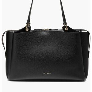 Cole Haan Black Pebbled Leather Midtown Work Tote with Gold Hardware